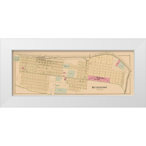 Hayes 24x11 White Modern Wood Framed Museum Art Print Titled - Huntington West Virginia - Hayes 1877