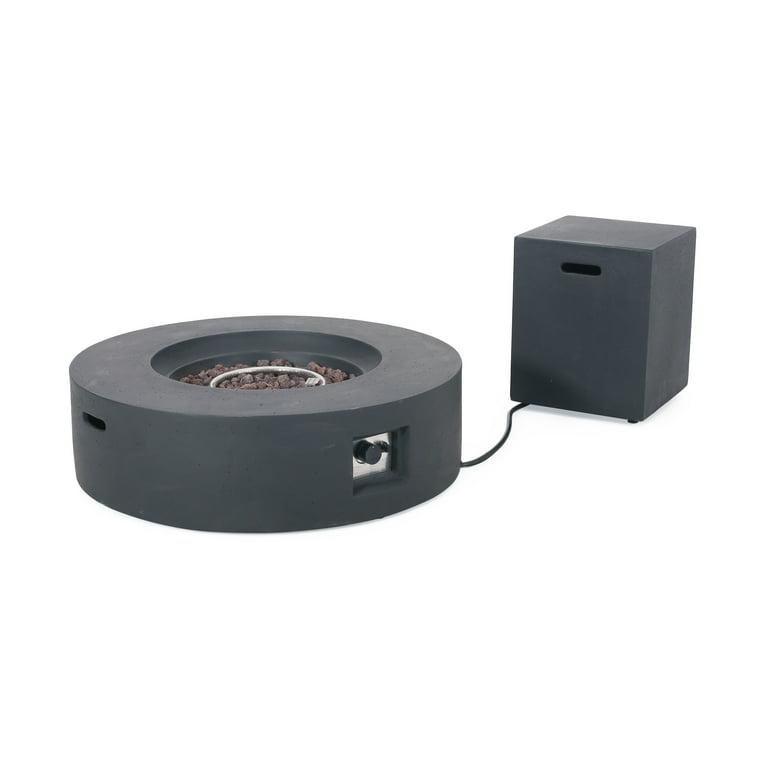Hayes Circular 50K BTU Outdoor Gas Fire Pit Table with Tank Holder, Grey Hayes Circular 50K BTU Outdoor Gas Fire Pit Table with Tank Holder, Grey