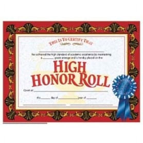 Hayes High Honor Roll Certificate 8.5" x 11" Pack of 30 (H-VA586)