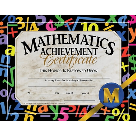 Hayes Math Achievement Certificate, 11 x 8-1/2 inches, Paper, Pack of 30
