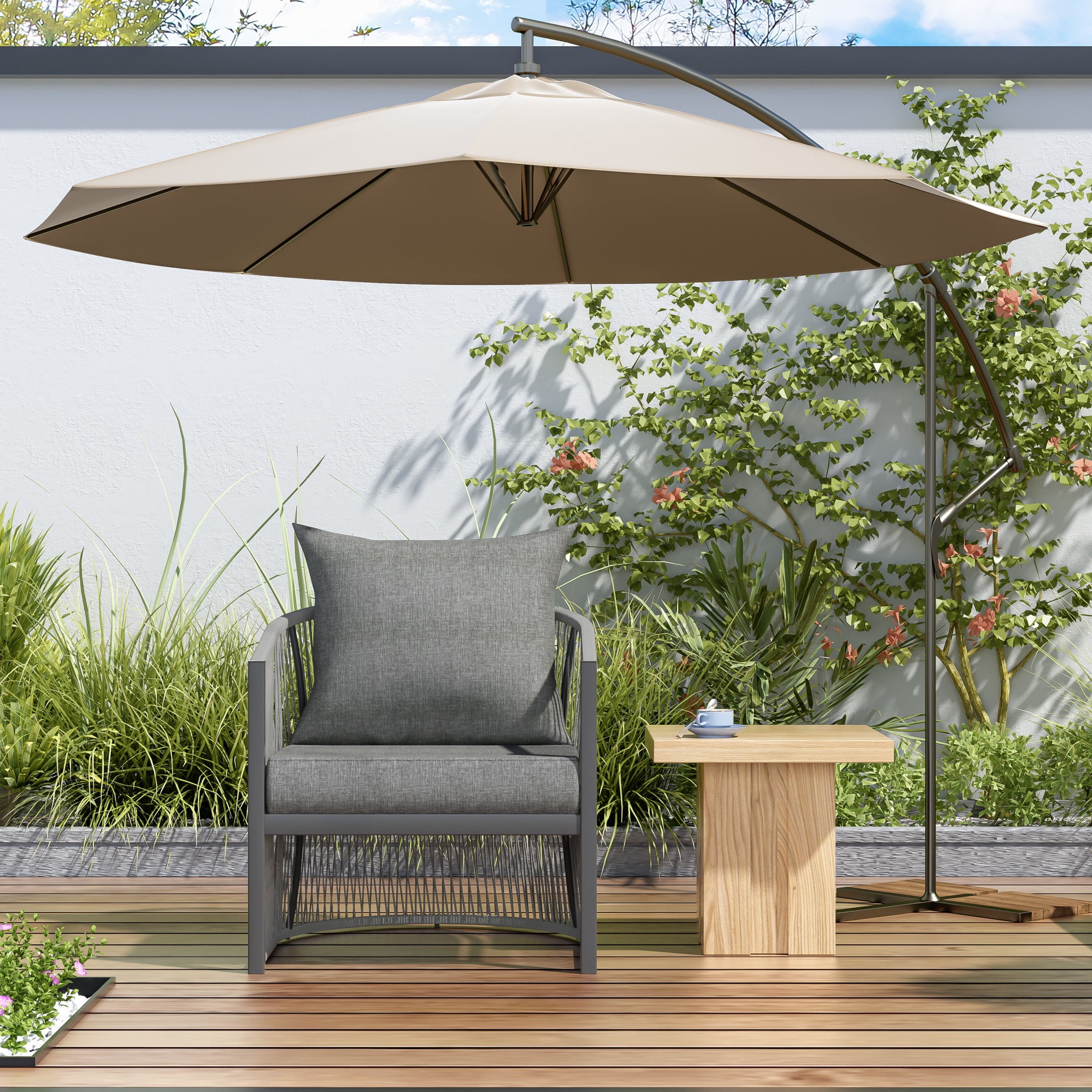 Hayes Modern Outdoor Patio Rope-Weave Accent Lounge Chair with