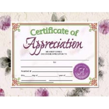 Hayes Multi-Color Certificate Paper with Appreciation Design 8.5x11" 30 Sheets