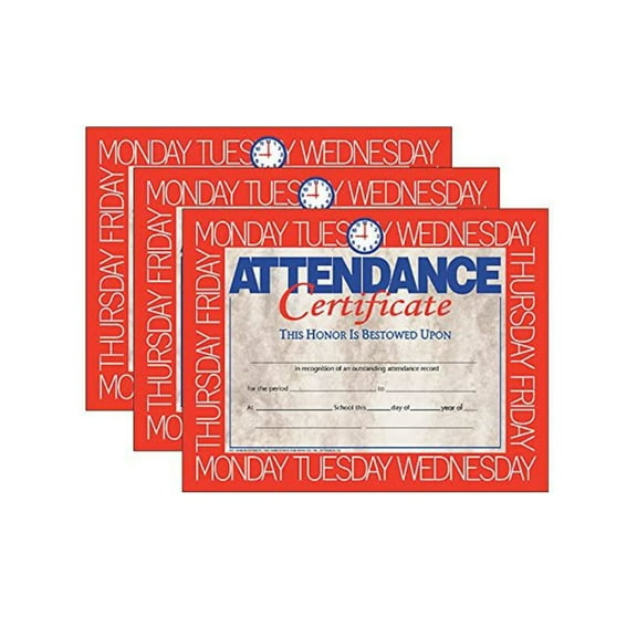 Hayes Publishing Attendance Certificate, 8.5" x 11", 30 Per Pack, 3 Packs