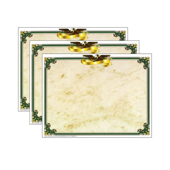 Hayes Publishing Eagle Border Certificate, 8.5" x 11", 50 Per Pack, 3 Packs