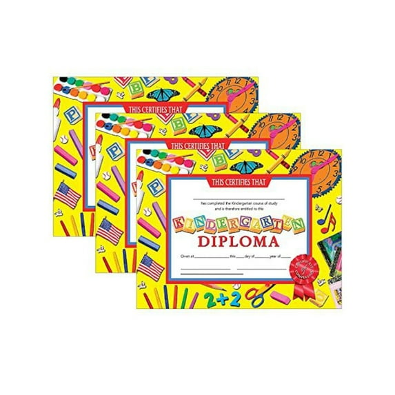 Hayes Publishing Kindergarten Diploma, 8.5" x 11", 30 Per Pack, 3 Packs