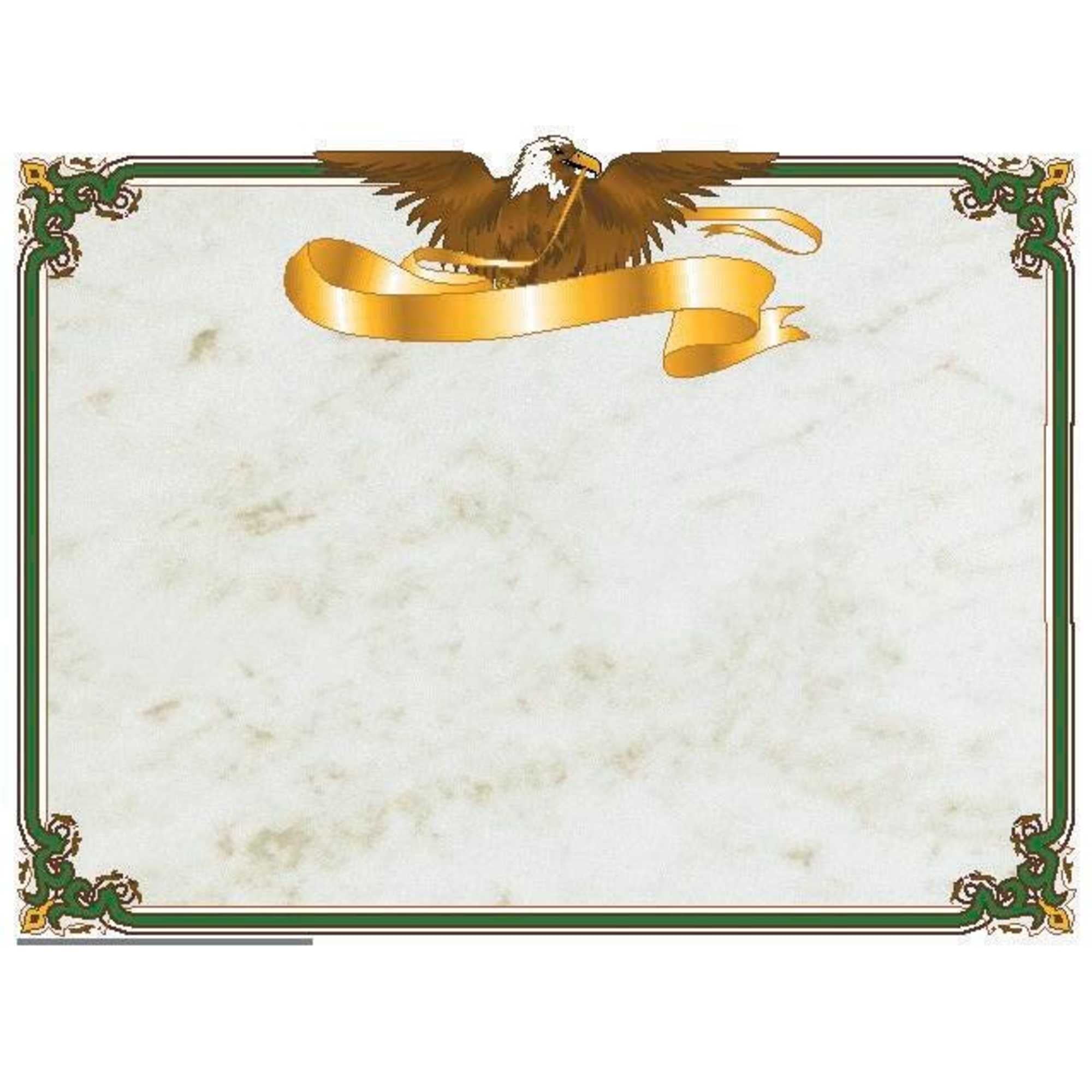 Gold and Green Ornate Eagle Border Certificate Paper, 11 x 8-1/2 inches, Pack of 50