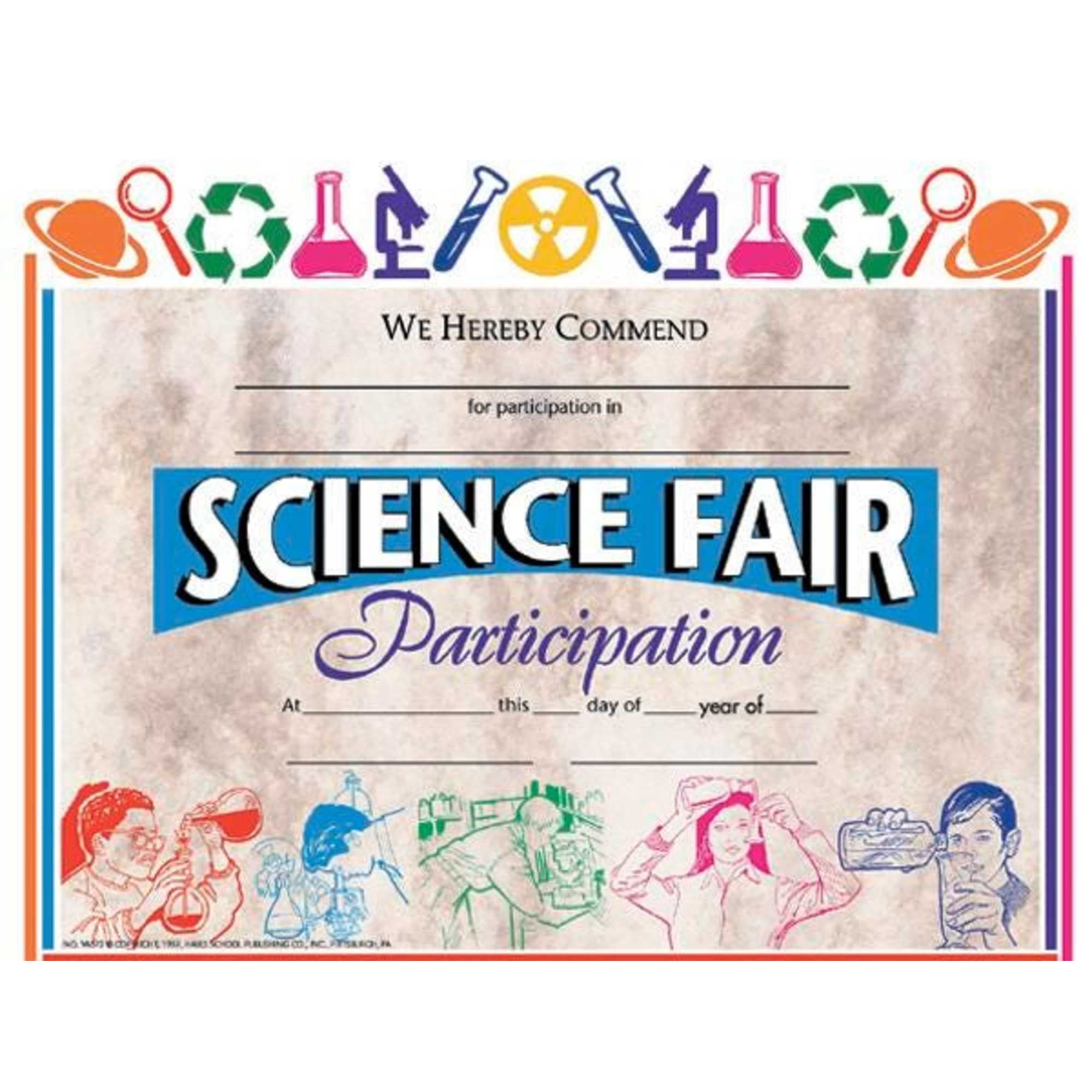 Science Incentives Hayes Publishing Certificates, Science Fair Participation, 8 1/2