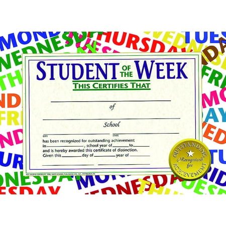 Hayes Student of the Week Certificate, 8-1/2 X 11 in, Paper, Pack of 30