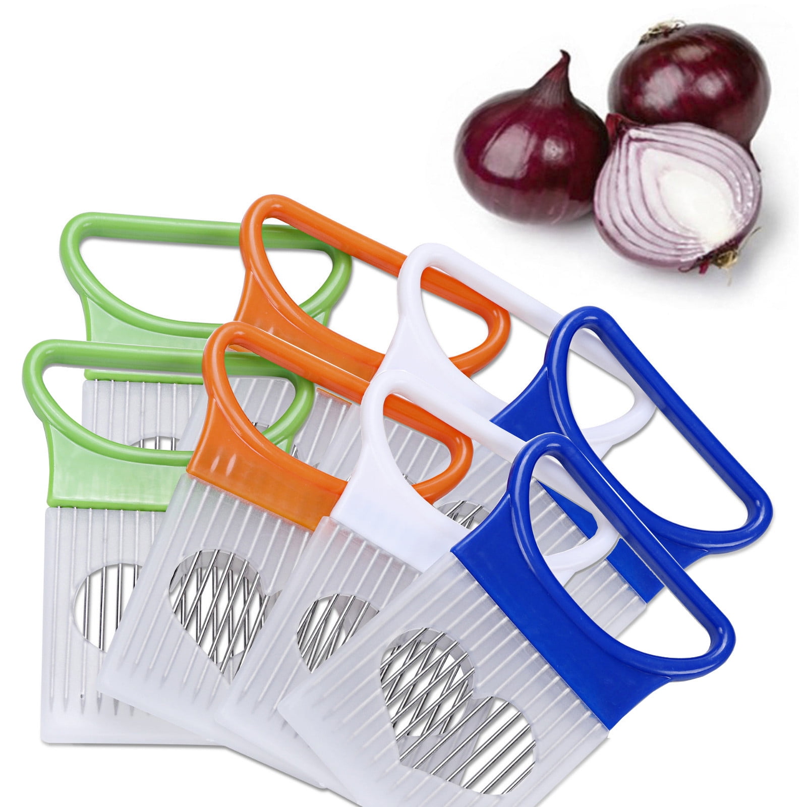 Haykey 8pc Food Slice Assistant Slicers Stainless Steel Vegetable Rack