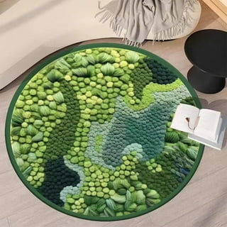 JikoIiving Round Green Moss Carpet, Imitation Cashmere, Floor Mat For  Bedroom And Living Room, Non-Slip Balcony Hanging Basket Floor Mat, Bedside