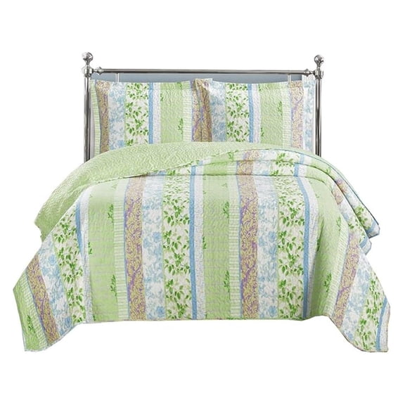 Hayley Full/Queen Size, Over-Sized Quilt 3pc Set 92x96, Luxury Microfiber Printed Coverlet