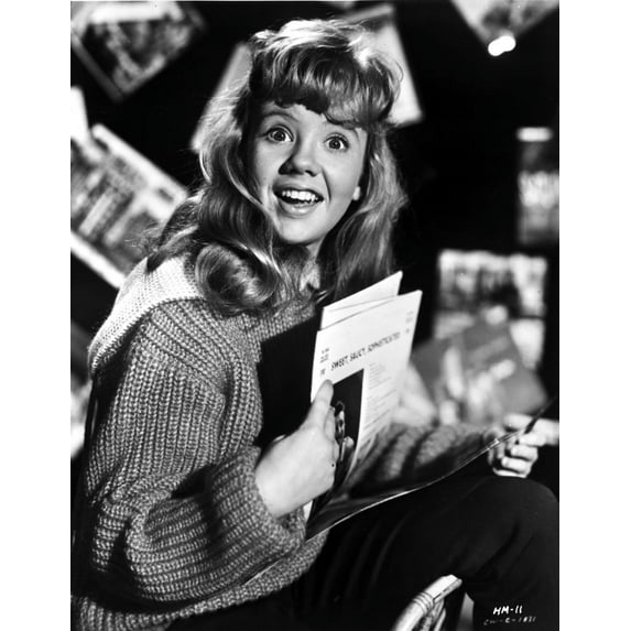 Hayley Mills wearing a Knitted Sweater Holding a Paper Photo Print (8 x 10)