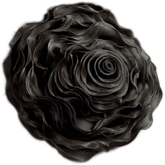 Hayley Rose Chiffon Decorative Throw Pillow, 16" Round, Black