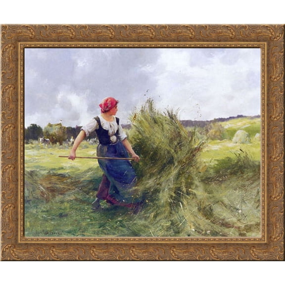Haymaking 23x20 Gold Ornate Wood Framed Canvas Art by Dupre, Julien
