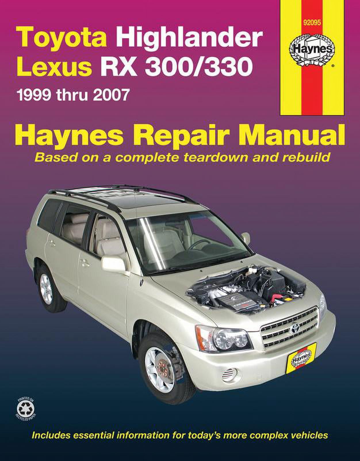Haynes 92095 Repair Manual Highlander & Lexus RX300/330; English; Paper Format