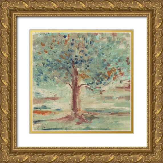 Haynes, Smith 12x12 Gold Ornate Wood Framed with Double Matting Museum Art Print Titled - Vibrant Tree 1
