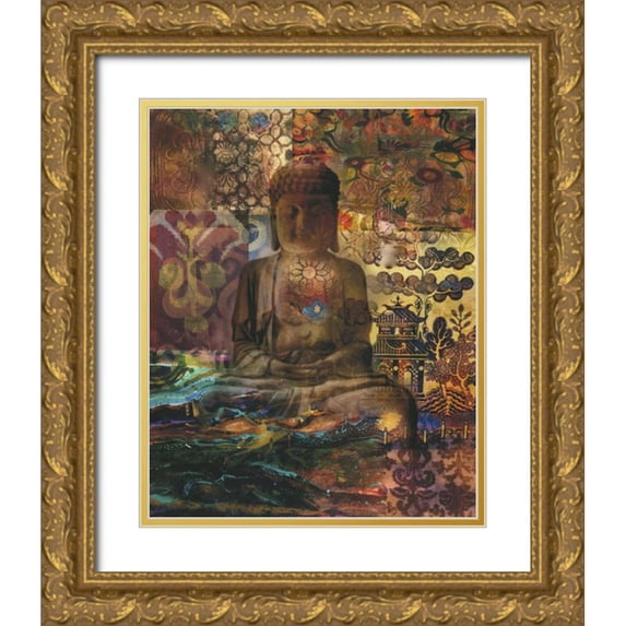 Haynes, Smith 12x14 Gold Ornate Wood Framed with Double Matting Museum Art Print Titled - Buddah Zen