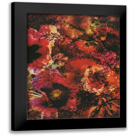 Haynes, Smith 20x24 Black Modern Framed Museum Art Print Titled - Crimson Florals