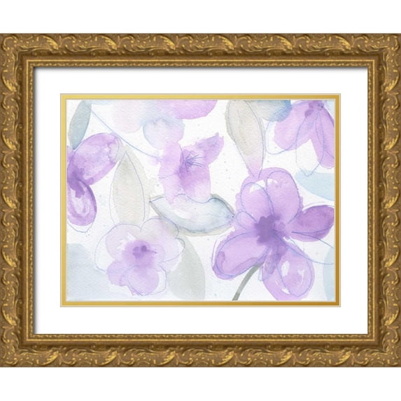 Haynes, Smith 24x19 Gold Ornate Wood Framed with Double Matting Museum Art Print Titled - Lilac Garden