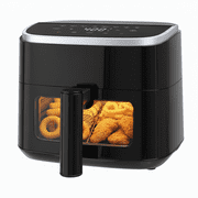 Haysky 4 QT Air fryer with Digital Touchscreen, Compact Rapid Air Cooker with View Window & 8 Presets & Timer, Nonstick Dishwasher-Safe Parts, Balck