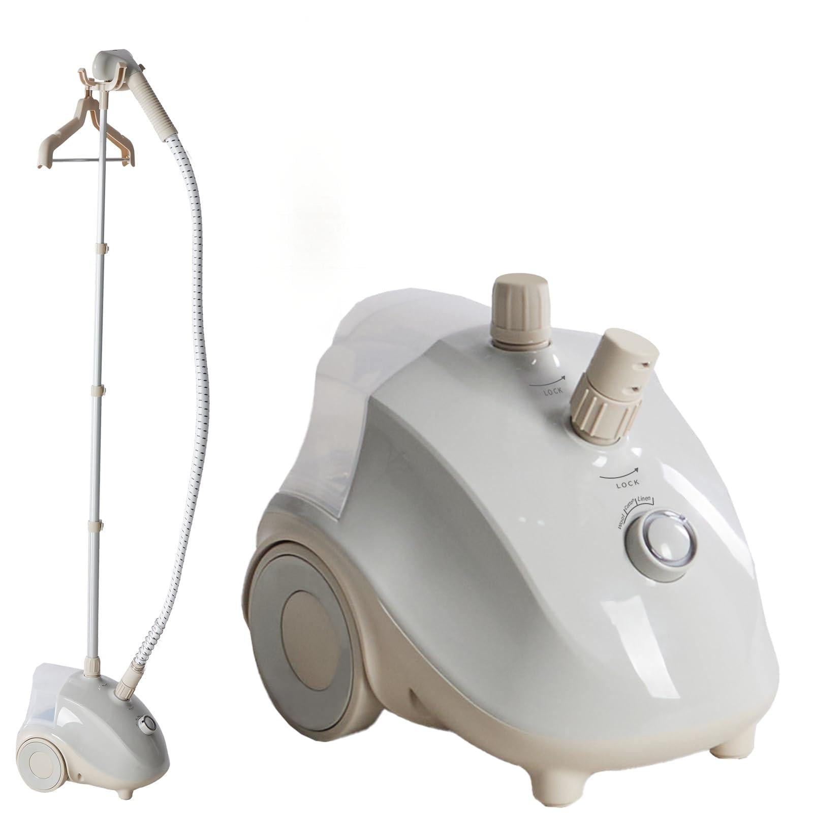 Atilioo Garment Steamer with Wheels, 1500W Powerful Standing Clothes Wrinkle Remover Heats, 1.7L Water Tank for 55 Min Continuous Steaming, Off-white