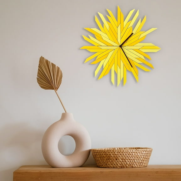 ardeola - Haystack yellow - 16 in Contemporary Quartz Analog Wall Clock with Yellow Starburst Organic Look