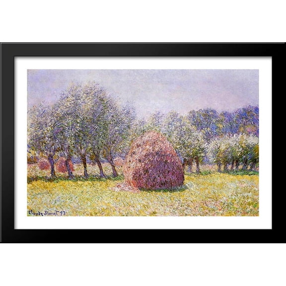Haystack 40x26 Large Black Wood Framed Print Art by Claude Monet