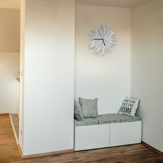 ardeola - Haystack Frozen - 16 in Attractive Handmade Wall Clock in Shades of Silver