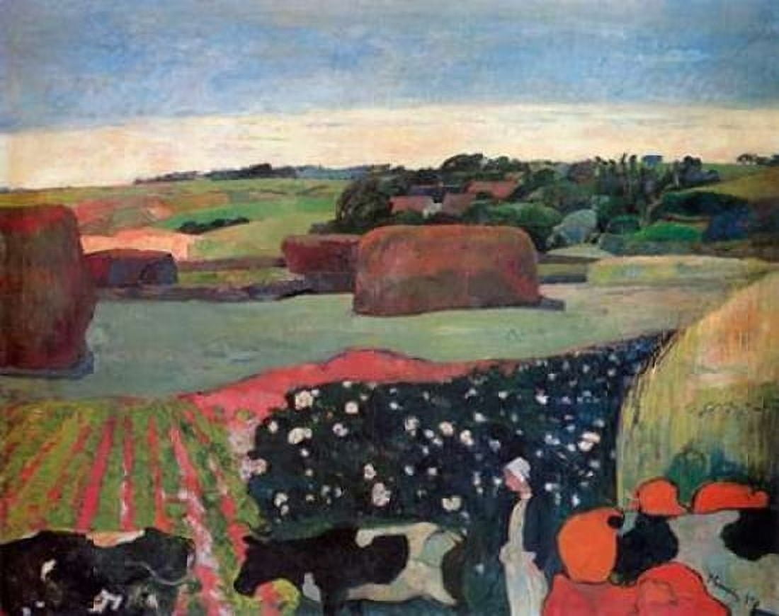 Haystacks In Brittany Canvas Art - Paul Gauguin (18 x 24)