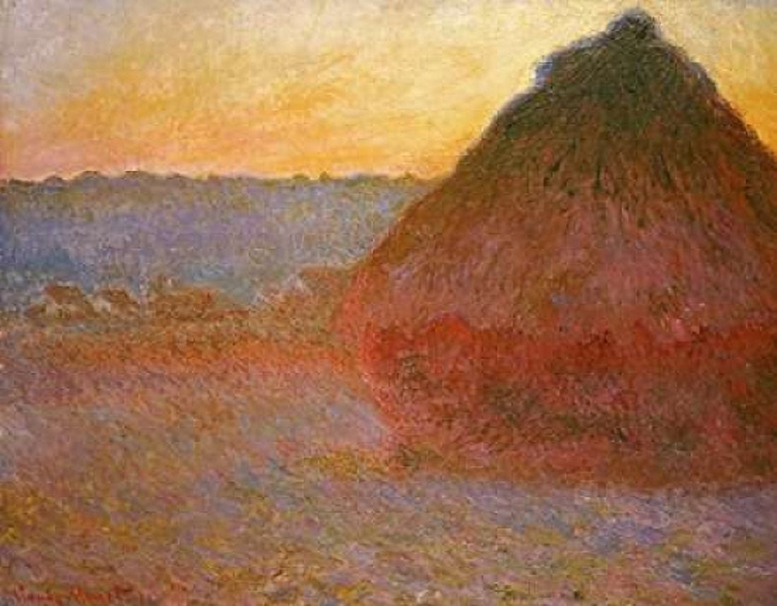 Haystacks Pink and Blue Impressions Canvas Art - Claude Monet (22 x 28)