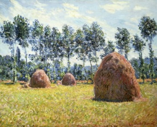 Haystacks at Giverny (Mueles a Giverny) 1884 Claude Monet (1840-1926French) Collection Suzuki Tokyo Canvas Art - (18 x 24)