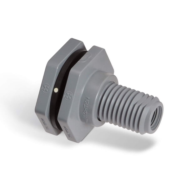 Hayward BFA1005TEL Series BFA Large Flange Bulkhead Fitting, Threaded x Threaded End, PVC with EPDM Seals, 1/2" Size CA1