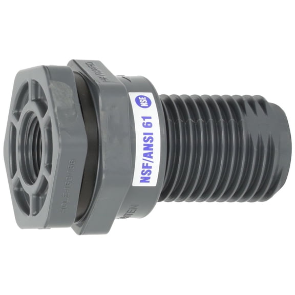 Hayward BFA1007TES 3/4-Inch Gray PVC Thread by Thread BFA Series Bulkhead Fitting with EPDM Standard Flange Gasket J101