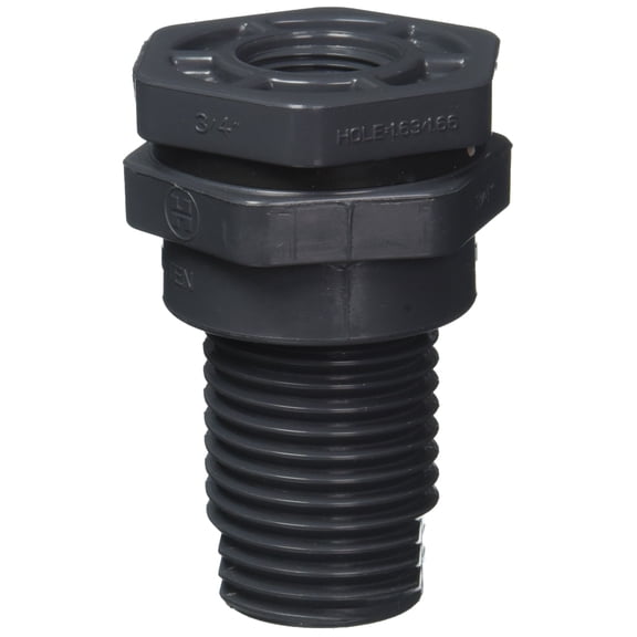 Hayward BFA1007TFS 3/4-Inch Dark Gray PVC Thread by Thread BFA Series Bulkhead Fitting with FPM Standard Flange Gasket J101