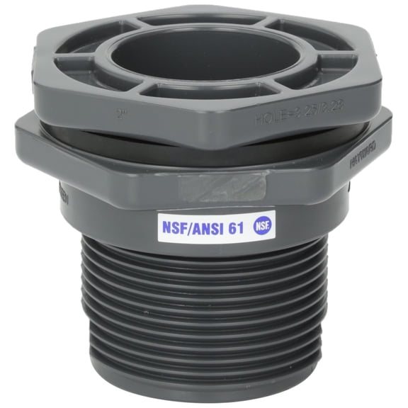 Hayward BFA1020CES 2-Inch Gray PVC Socket by Thread BFA Series Bulkhead Fitting with EPDM Standard Flange Gasket CA1