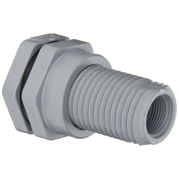 Hayward BFA2007CES Series BFA Standard Flange Bulkhead Fitting, Socket x Threaded End, CPVC with EPDM Seals, 3/4" Size CA1