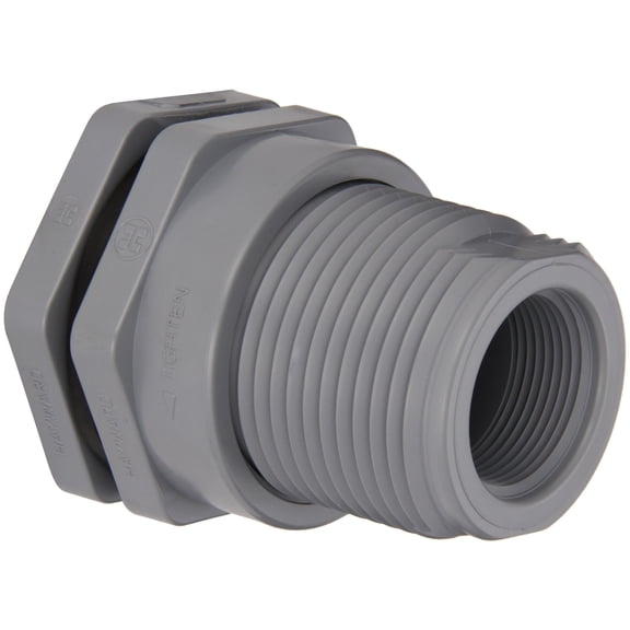 Hayward BFA2012CES Series BFA Standard Flange Bulkhead Fitting, Socket x Threaded End, CPVC with EPDM Seals, 1-1/4" Size J101