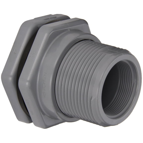Hayward BFA2020TFS Series BFA Standard Flange Bulkhead Fitting, Threaded x Threaded End, CPVC with FPM Seals, 2" Size CA2