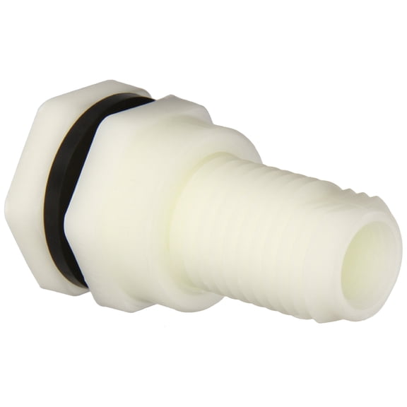 Hayward BFA3005TFS Series BFA Standard Flange Bulkhead Fitting, Threaded x Threaded End, PP with FPM Seals, 1/2" Size J101