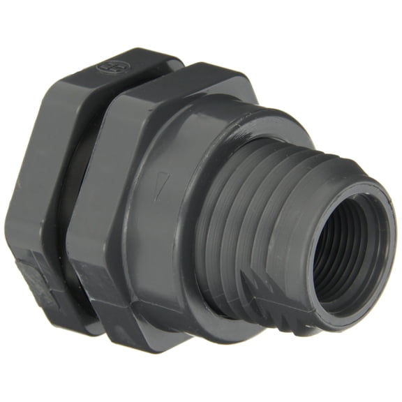 Hayward BFAS1007TES Series BFAS Short Pattern Bulkhead Fitting, Threaded x Threaded End, PVC with EPDM Seals, 3/4" Size J101