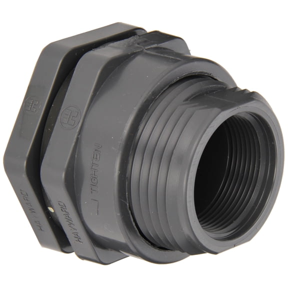 Hayward BFAS1015CES Series BFAS Short Pattern Bulkhead Fitting, Socket x Threaded End, PVC with EPDM Seals, 1-1/2" Size CA1