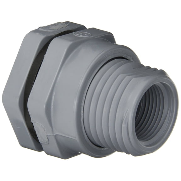 Hayward BFAS2010CES Series BFAS Short Pattern Bulkhead Fitting, Socket x Threaded End, CPVC with EPDM Seals, 1" Size CA1