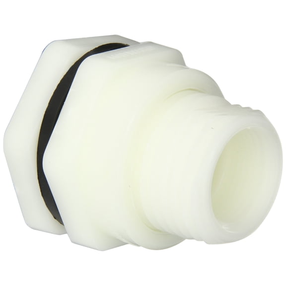 Hayward BFAS3010TFS Series BFAS Short Pattern Bulkhead Fitting, Threaded x Threaded End, PP with FPM Seals, 1" Size CA3