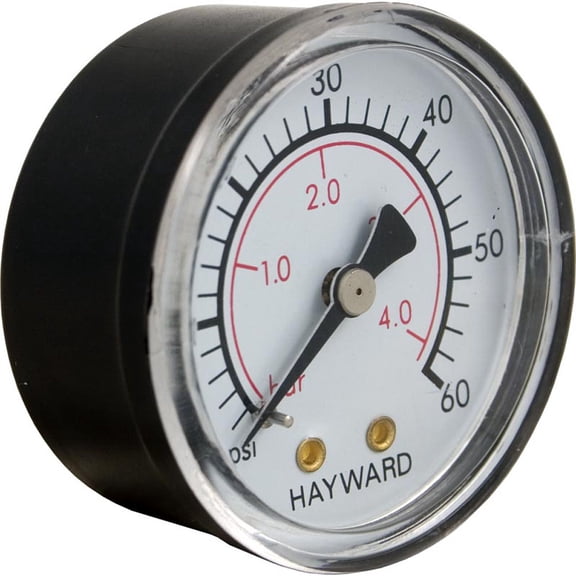 Pressure Gauge, Hayward, 1/4"mpt, 0-60psi, Back Mount