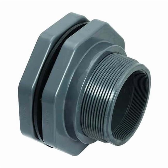 Bulkhead Tank Fitting, 1-1/4", PVC/EPDM, Socket x FPT BFA1012CES