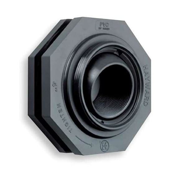 Bulkhead Tank Fitting, Self-Aligning, 2", PVC/EPDM, FPT x FPT