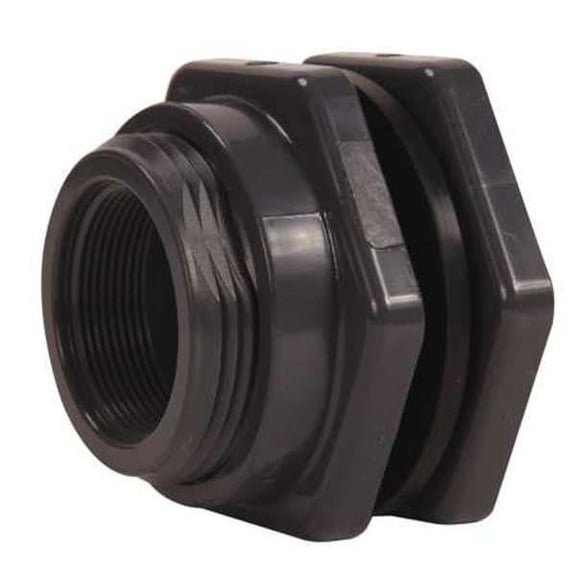 Hayward Flow Control Bulkhead Tank Fitting,FKM,3"L,PVC BFAS1012TFS