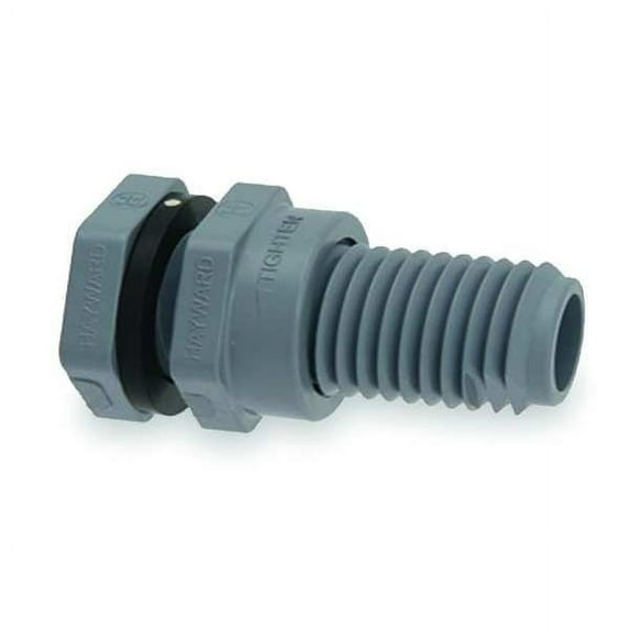 Hayward Flow Control Bulkhead Tank Fitting,FKM,4"L,PVC BFA1012SFS
