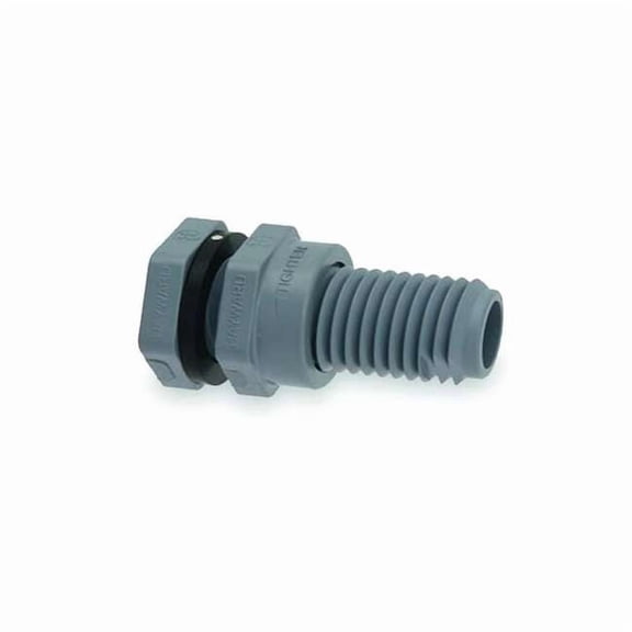 Bulkhead Tank Fitting, 1-1/2", PVC/FPM, FPT x FPT