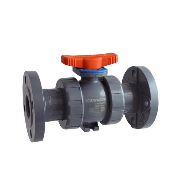 Hayward Flow Control Manual 2-Way Ball Valve,Flange,CPVC TBH2100A0FE0000